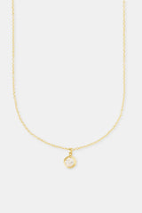 Oval Cz Pendant Necklace - 12mm - Gold