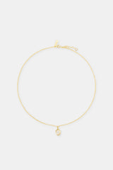 Men's Oval Cz Pendant Necklace - 12mm - Gold