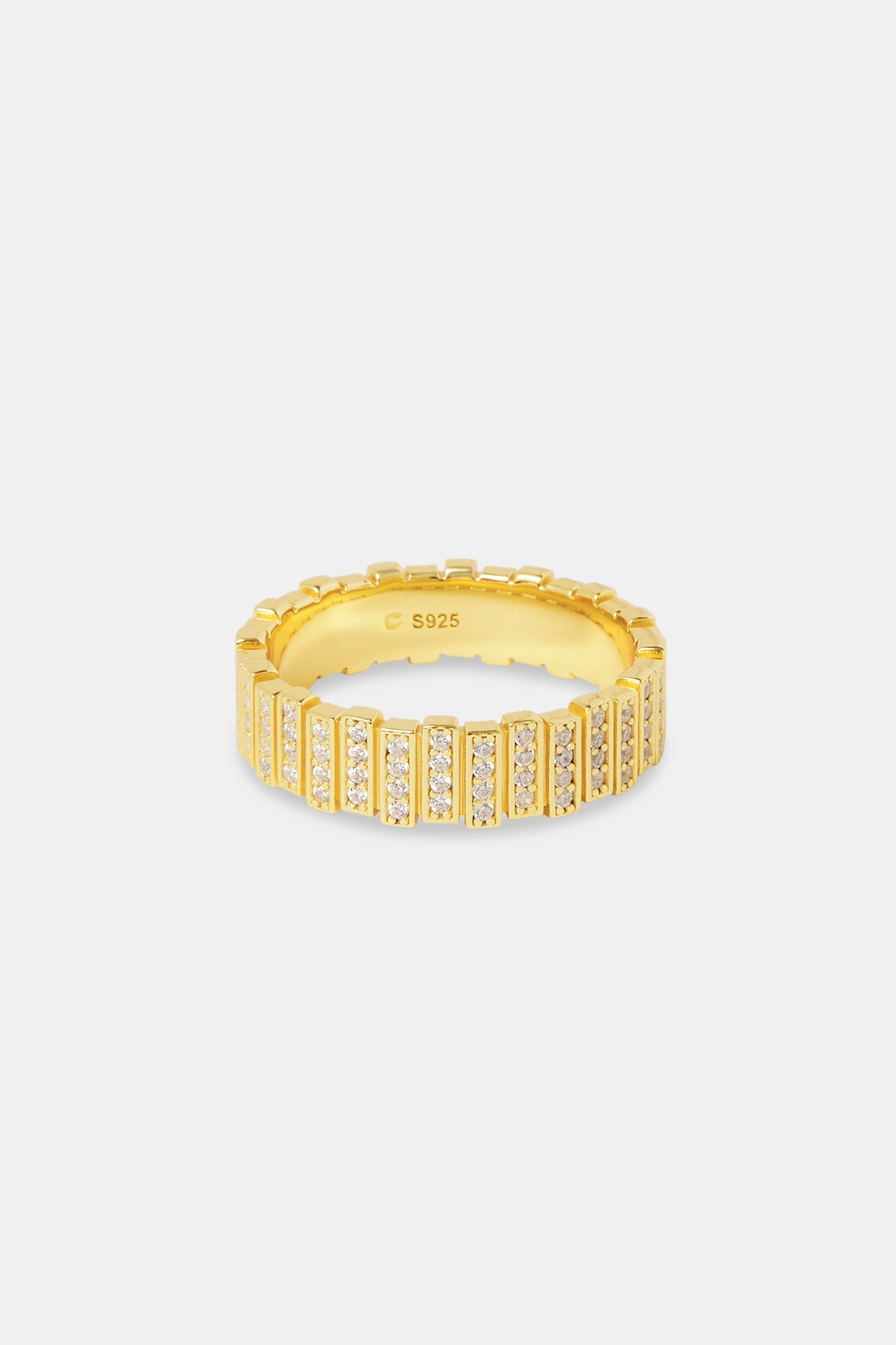 Panelled Iced Ring - 6mm - Gold