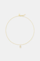 Pave Cut Out Motif Tag Necklace - 15mm - Gold