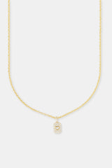 Pave Cut Out Heart Tag Necklace - 15mm - Gold