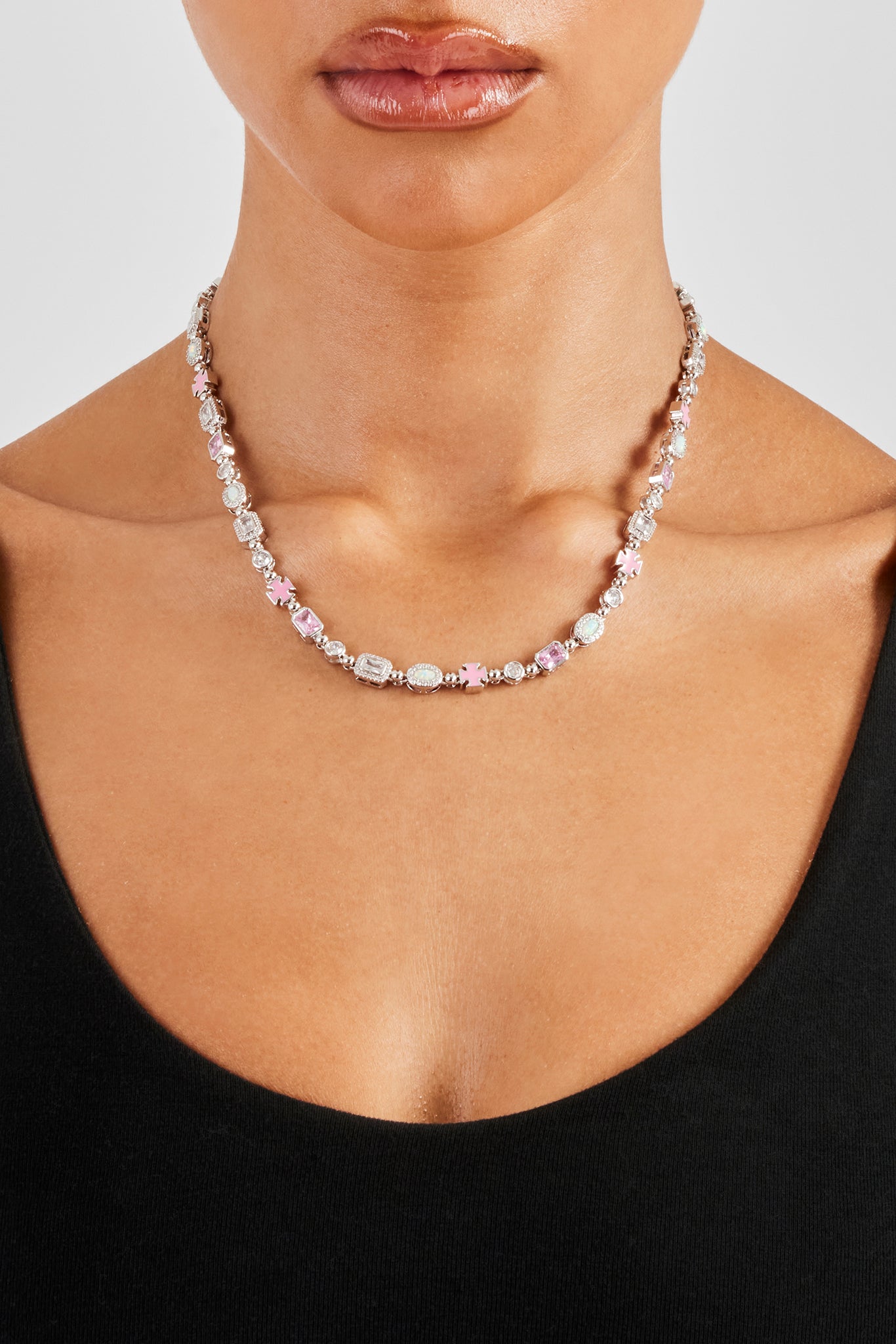 Pink & Clear Multi Gemstone Chain - 6mm