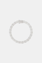 Polished & Iced Flat Link Bracelet - 6mm