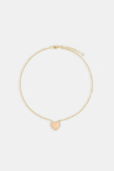 Pink Agate Heart Necklace - Gold - 20mm
