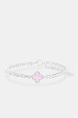 Pink Tennis motif anklet on white background