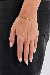 Iced Pink Mix Stone Rolo Bracelet - 6mm