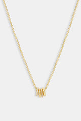 Polished and Iced Multi Ring Necklace - 10mm - Gold