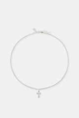 Polished Edge Blue Iced Cross Cuban Necklace - 25mm