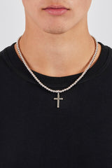 Polished Cross Bobble Chain Necklace - 25mm