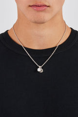 Polished Cross & Clear Gemstone Necklace - 10mm