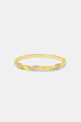 Polished Wrap Around Iced Bangle - 4mm