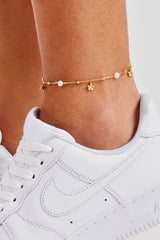 Pearl Flower Anklet - 3mm