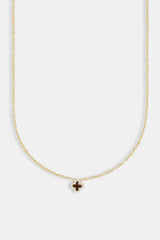 10mm Chocolate Enamel Single Motif Necklace - Gold