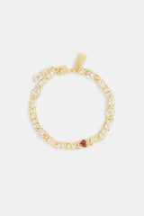 Iced Gemstone Link Bracelet - 6mm