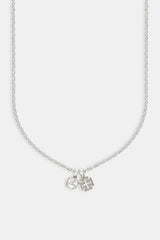 Polished Cross & Clear Gemstone Necklace - 10mm