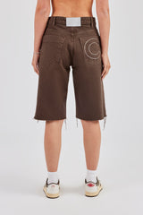 Embellished Denim Jorts - Chocolate