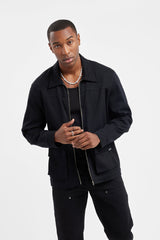 Cernucci Cargo Harrington Jacket - Black