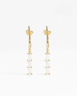 Clear Stone Baguette Drop Earrings - Gold