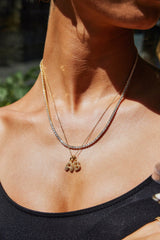 Iced Bubble Double Initial Necklace - Gold - 10mm
