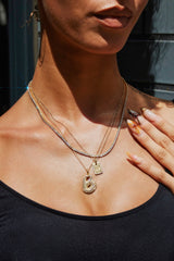 Iced Edge Initial Tag Necklace - Gold - 15mm