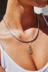 Iced Drop Name Necklace - White - 10mm