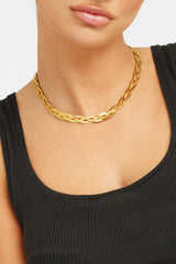 8 mm flache geflochtene Schlangenkette, Gold