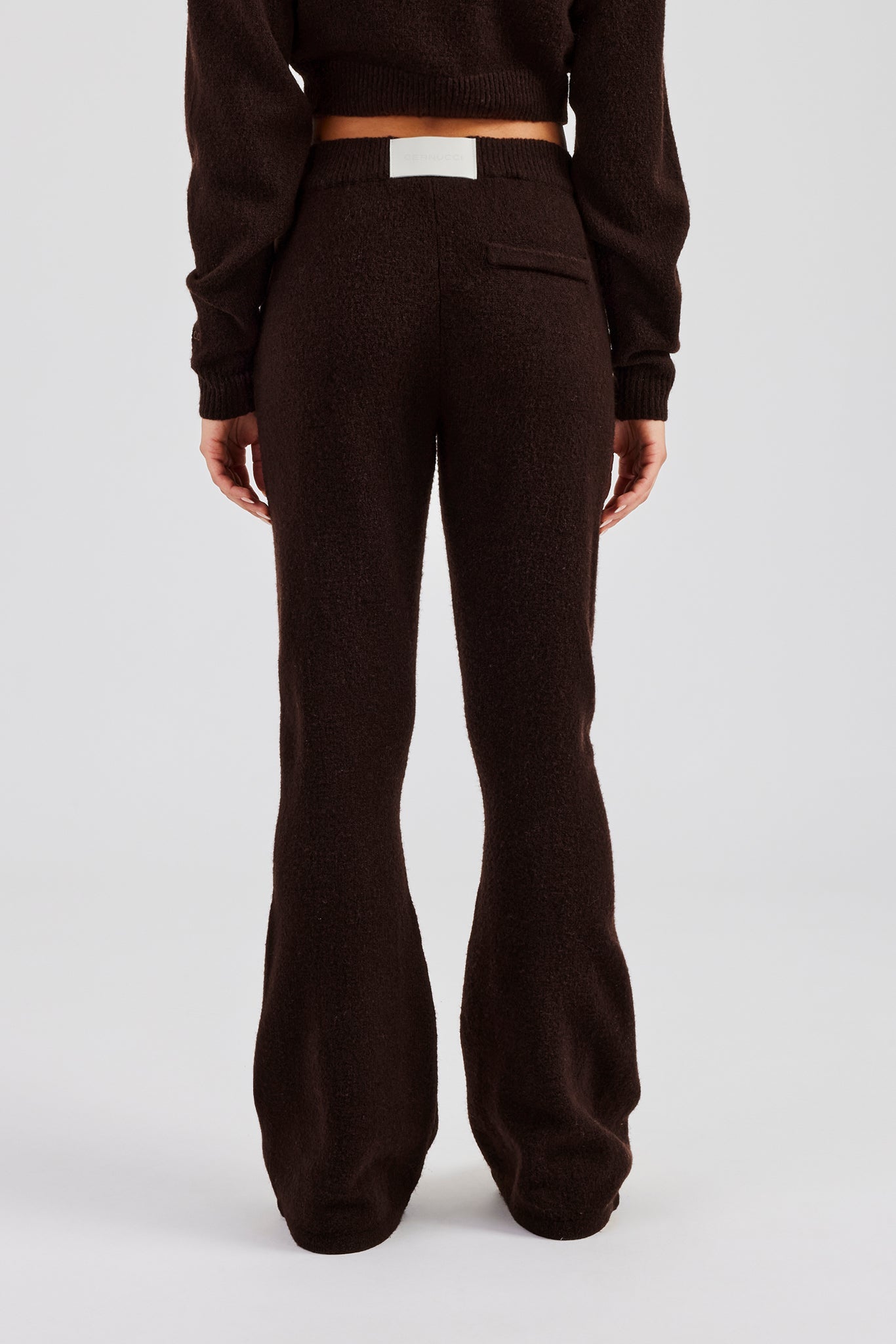 Knitted Flare Trouser - Chocolate