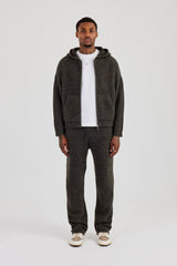 Embroidered Knitted Zip Hoodie & Jogger - Chocolate