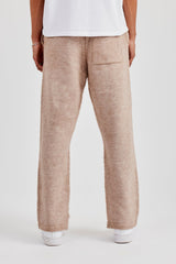 Brushed Knit Split Hem Knitted Jogger - Stone