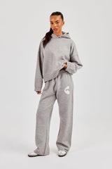 Fluffy Intarsia Wide Leg Jogger - Grey