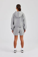 C Knitted Hoodie & Shorts - Grey