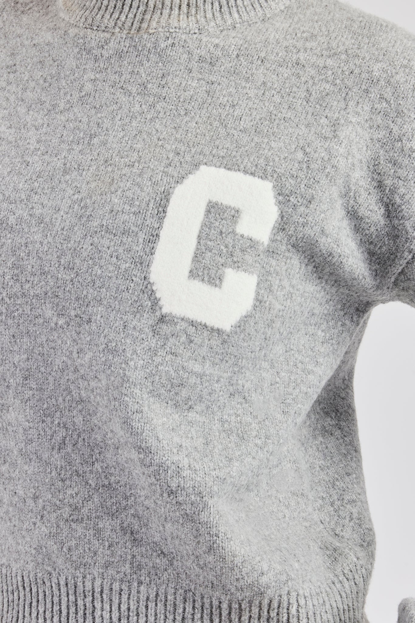 C Knitted Boxy Sweatshirt & Jogger - Grey