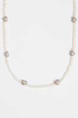 Freshwater Pearl and Iced Heart Necklace