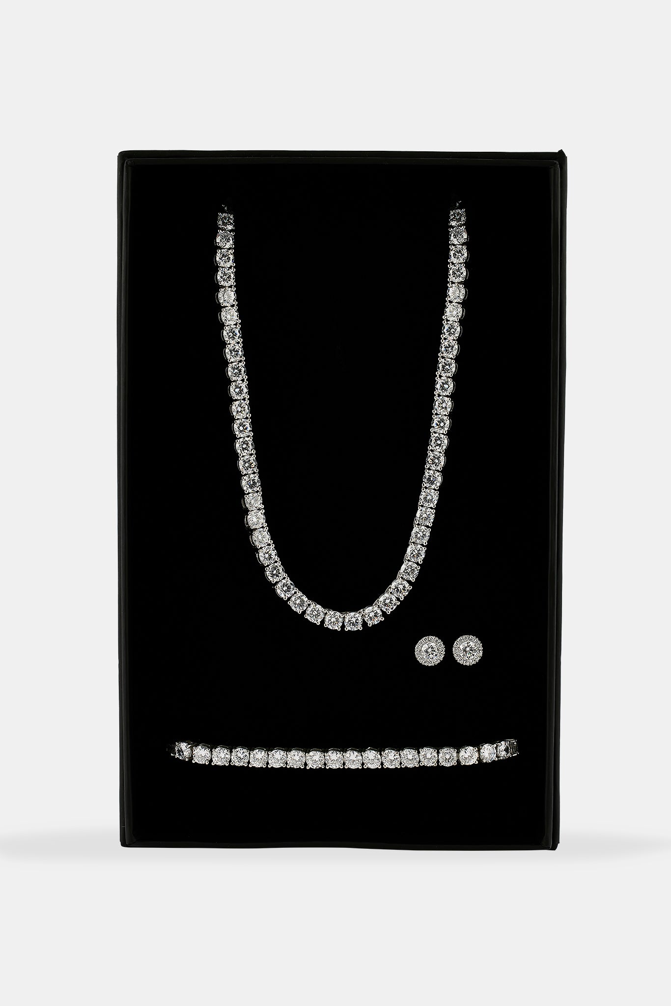 Moissanite Tennis Chain, Bracelet & Cluster Stud - 5mm