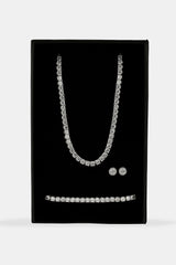 Moissanite Tennis Chain, Bracelet & Cluster Stud - 5mm