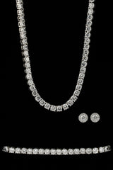 Moissanite Tennis Chain, Bracelet & Cluster Stud - 5mm