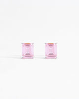 Hot Pink Baguette Stud Earrings
