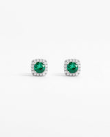 7mm Green Iced Cluster Stud Earrings