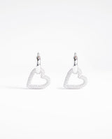 Iced Pave Heart Hoop Earrings