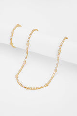 Iced Floral Detail Tennis Chain + Bracelet Bundle - Gold