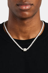 Iced M Letter Block Pendant