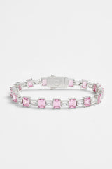 Iced Pink CZ Baguette Tennis Bracelet