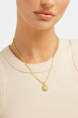 Iced Sunburst Box Chain Halskette, Gold
