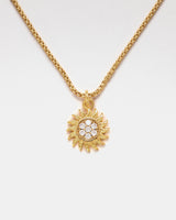 Iced Sunburst Box Chain Halskette, Gold