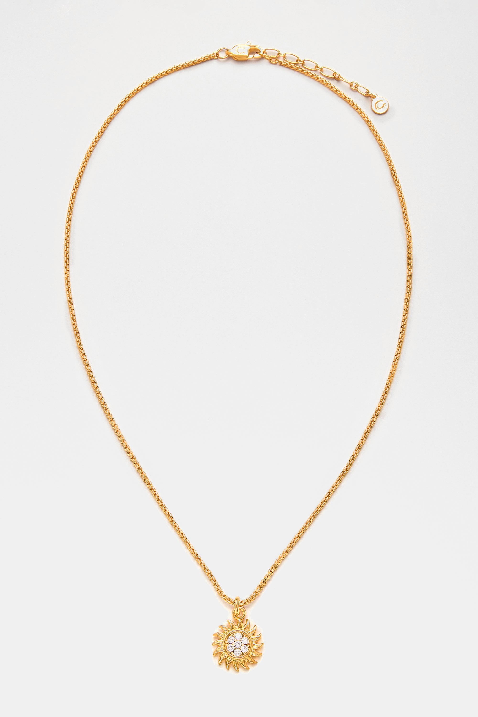 Iced Sunburst Box Chain Halskette, Gold