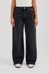 Low Rise Baggy Jean - Washed Black