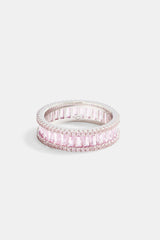 Sterling Silver Iced CZ Baguette Cluster Band Ring