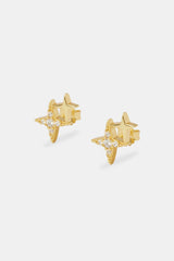 Ohrstecker mit Doppelstern-Motiv – 14 mm – Gold