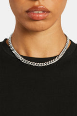 Female model wearing the womens 8mm miami cuban chain