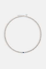 Iced Blue Gemstone Cuban Chain - 3mm